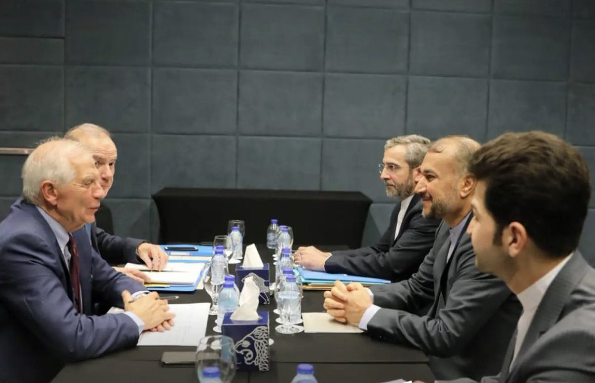 RKOTOfficial's tweet photo. EU leaders and officials are currently having a warm sit down with the Islamic Republic regime officials in Jordan today on oil deals, whilst Iranians are being raped and killed by the regime in Iran amidst anti regime protests.
#MahsaAmini https://t.co/H4ES6lRcUg