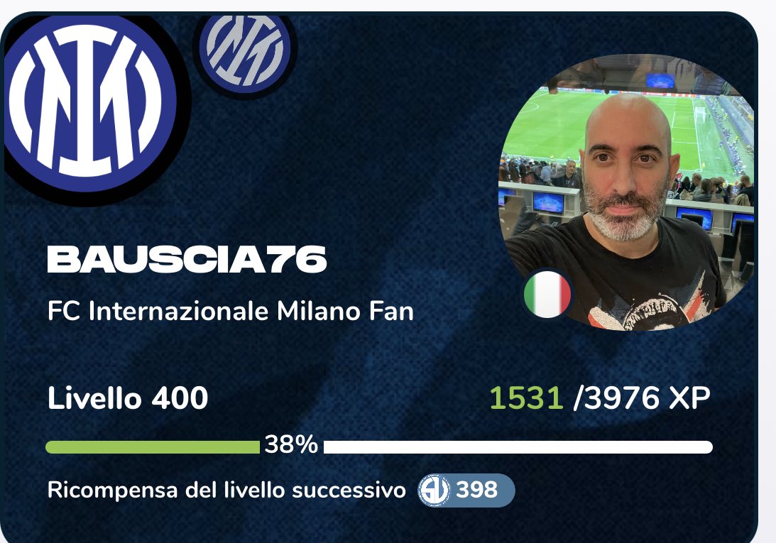 Bauscia76's tweet photo. Level 400 @socios @SociosItalia #club400 #bemorethanafan https://t.co/pubyl3qFOS