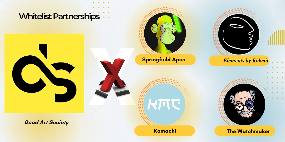 We would like to thank <a href="/SpringfieldApes/">Springfield Apes</a>,@KomachiNft, <a href="/KoketitElements/">𝑬𝒍𝒆𝒎𝒆𝒏𝒕𝒔 𝒃𝒚 𝑲𝒐𝒌𝒆𝒕𝒊𝒕</a> &amp; <a href="/TWMnfts/">The Watchmaker</a> for giving our community #whitelist spots.

To get our #NFTGiveaways &amp; #NFTalpha straight to your group,DM or open ticket here:
discord.gg/mcAjNgEKUD

#NFTCommunity #NFTdrop #WLGiveaway #FreeNFT