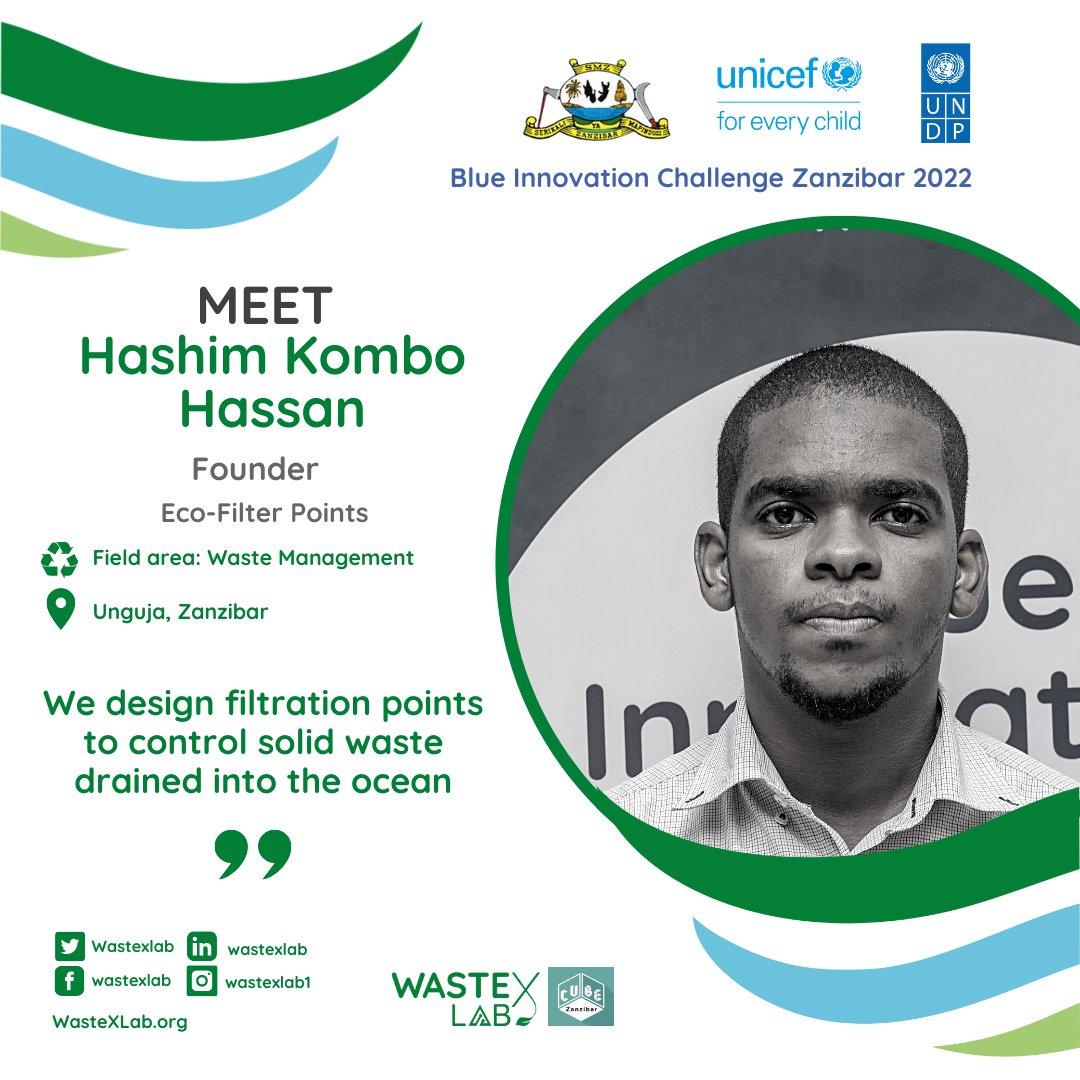 Blue Innovation Challenge (@wastexlab) on Twitter photo Meet Hashim Kombo Hassan, a founder of Eco-Filter Points based in Unguja #Zanzibar.
He is one of the 40 shortlisted innovators of <a href="/wastexlab/">Blue Innovation Challenge</a>
Hashim and his team design filtration points to control solid waste drained into the ocean. Meet Hashim Kombo Hassan, a founder of Eco-Filter Points based in Unguja #Zanzibar.
He is one of the 40 shortlisted innovators of <a href="/wastexlab/">Blue Innovation Challenge</a>
Hashim and his team design filtration points to control solid waste drained into the ocean.