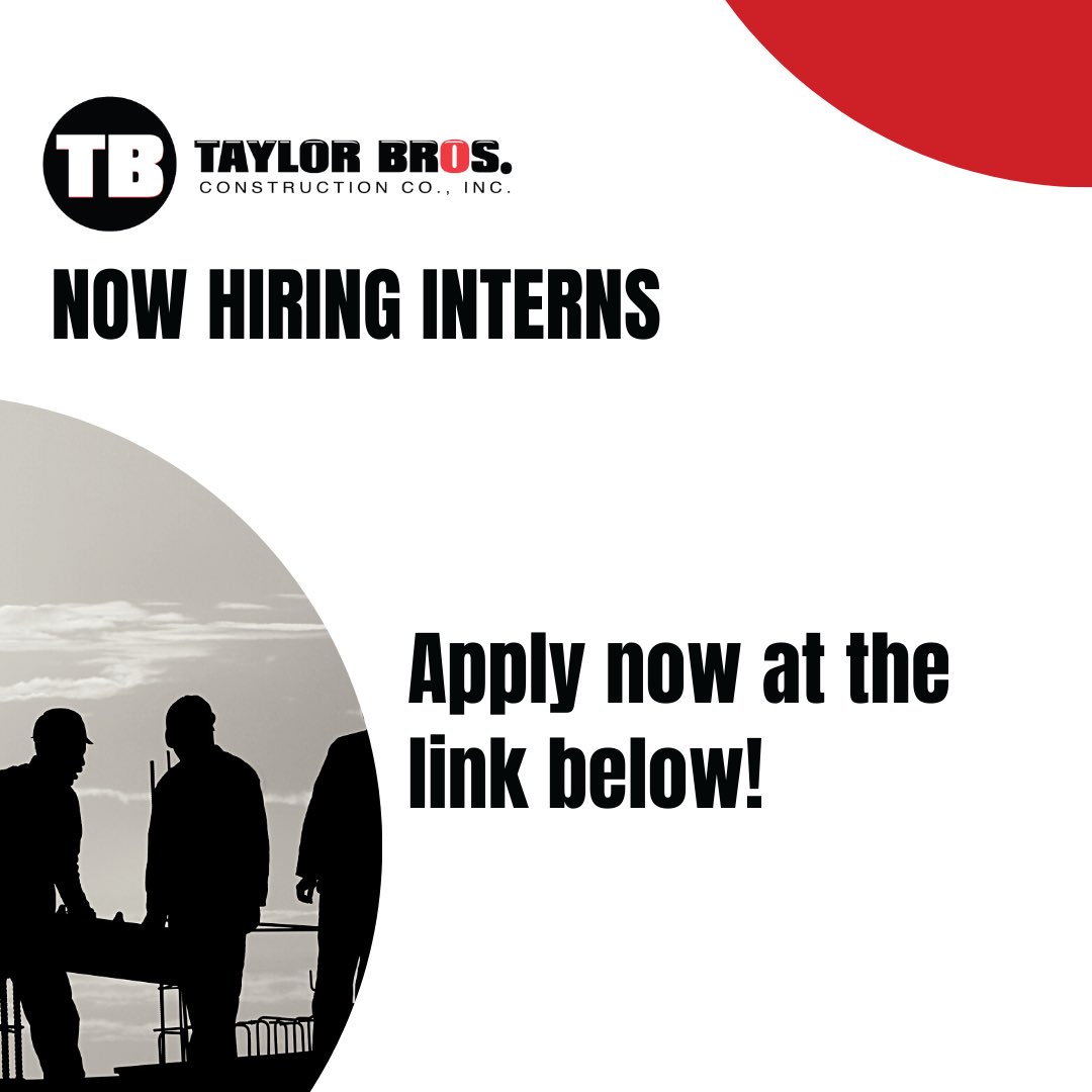 Taylor Bros. has a Field Intern position open and they are looking for any one 18-24 with either interest in the field or entry level experience. This internship begins: Mid-February through June. 
To apply go to constructreach.com/jobs/summer-fi…
Location: Fort Wayne and Fishers, IN