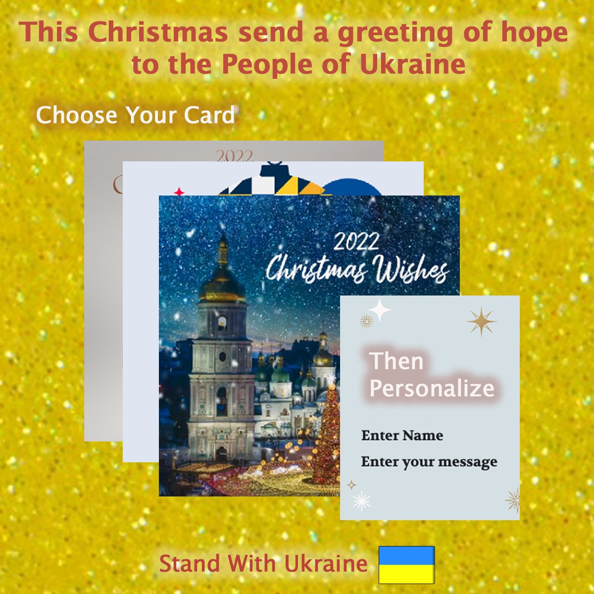 Entre_One's tweet photo. This #Christmas, send a greeting of hope to the People of #Ukraine!

Go to https://t.co/TKzYteRA7Q and create a personalized #ChristmasCard that will be digitally sent to a family in Ukraine on your behalf via #Blockchain.

#Web3 #ChristmasWishes https://t.co/Rw4KTBq5bx