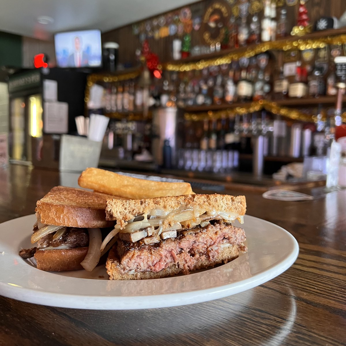 This cold weather calls for a hot Patty Melt! Our new "Off Menu" Special is a Patty Melt Burger - blackened chuck patty, swiss cheese, grilled onions and mushrooms all piled high on toasted rye bread! Served with your choice of side.
