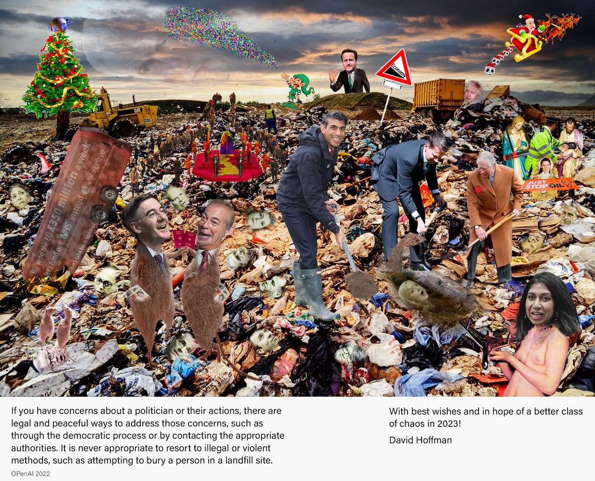 It's time for my annual state of the nation artwork to be released into the waiting arms of the universe.
I send my warmest greetings and very best wishes to you all!
#christmas #art #photography #montage #photoshop #politics #ChristmasCard #Satire #AI