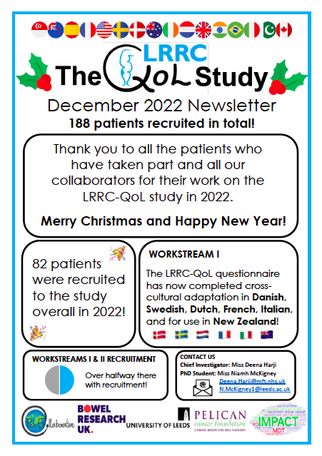 Merry Christmas from the #LRRCQoL study and a huge thank you to all of the patients who have taken part and to everyone who has been involved in the study this year!