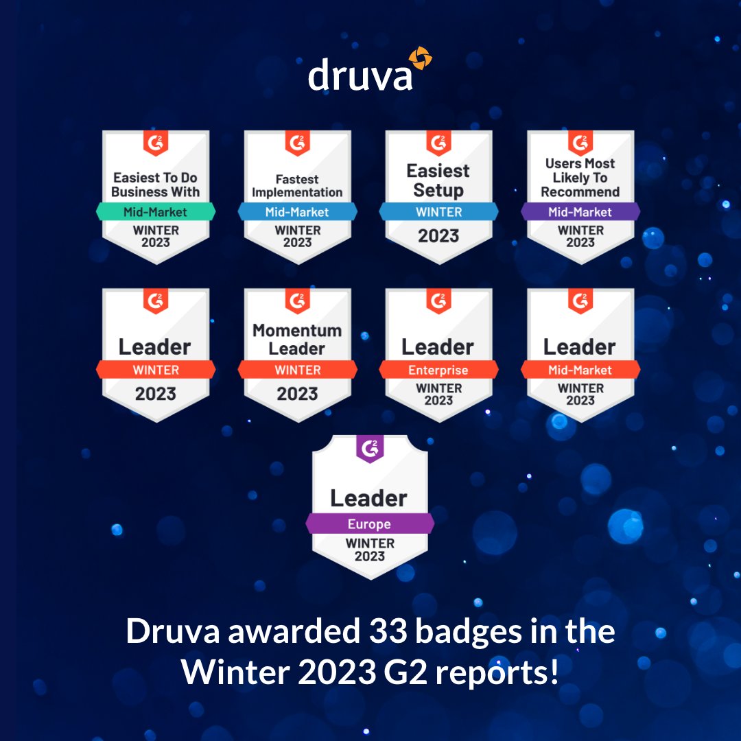 MEdwardsDruva's tweet photo. Druva just won 33 badges in G2's Winter report. We're so grateful to our community for helping us to be the best we can be. Check out where our customer reviews landed us top marks 👉 https://t.co/Q18PD1fp18
#G2Awards #Ransomware #CyberSecurity 
 https://t.co/dJ5VyB6E2G https://t.co/qACyjIcMuD