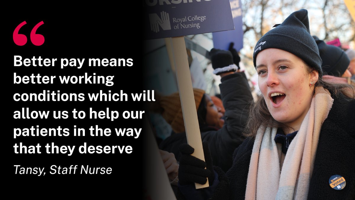 theRCN's tweet photo. #FairPayForNursing not only protects the nursing profession, but protects patients too. 

RT to show your support for our members like Tansy on strike today. 

#RCNStrike #NursesStrike #SafeStaffingSavesLives https://t.co/gDXunHPXgE