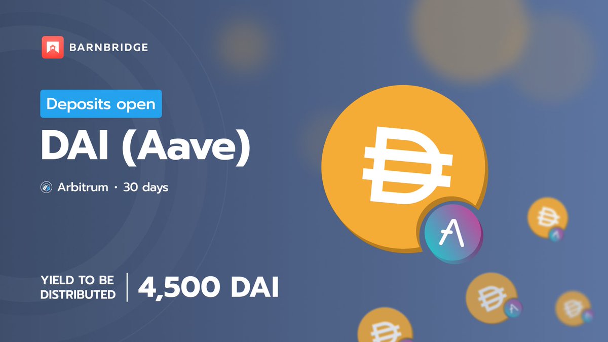 Barn_Bridge's tweet photo. We are pleased to introduce our first fixed-income pool on @arbitrum 🥳

This is an Aave v3-based pool that is currently active &amp; accepting deposits for the next 2 days until the withdrawal period starts. https://t.co/OiUCBr6Yx3