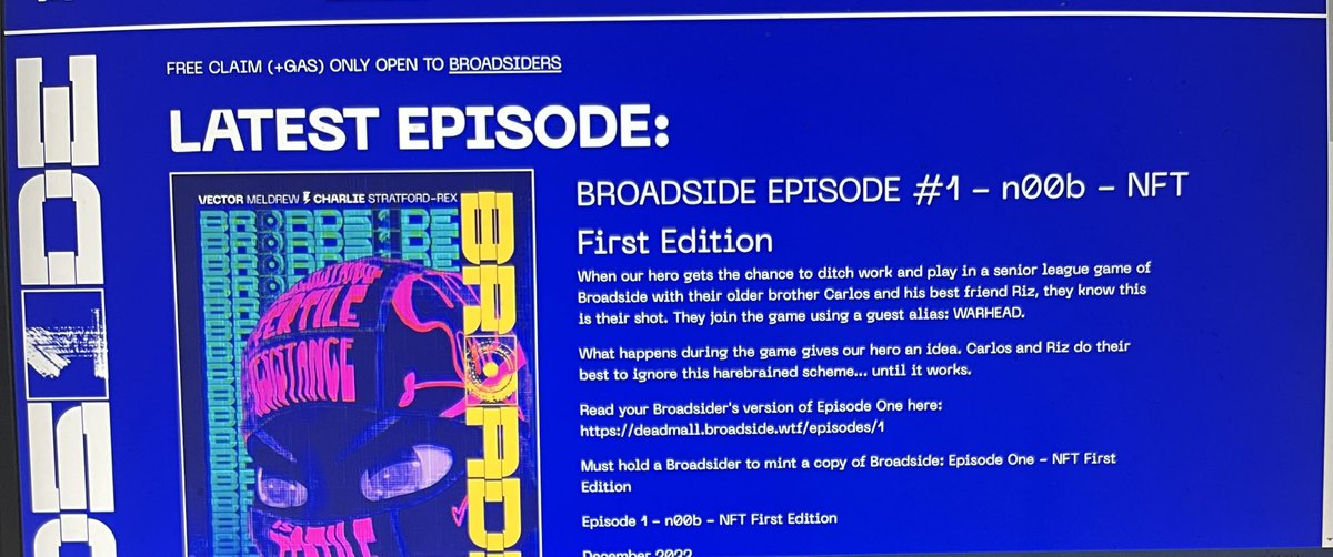 Ep 1. LFG! @BroadsideNFT , no spoilers here. Just ready for more!!!! #Broadside #Onturan #BonesUp #Batcowls #3DBass