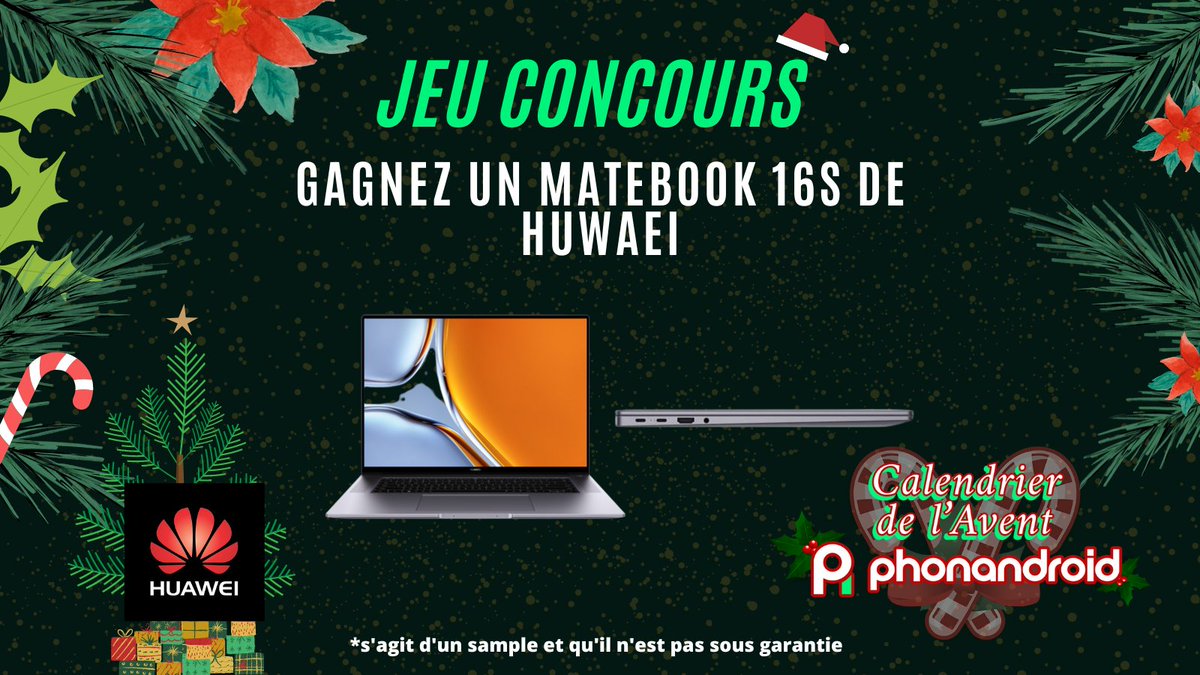 phonandroid's tweet photo. #Concours : tentez de gagner un PC portable Huawei Matebook 16s ! 
 
Pour participer : 
☑RT
☑ Follow @phonandroid &amp; @HuaweiFr

Vous avez jusqu'au 21/12, 12h !  
Le gagnant sera tiré au sort et contacté en MP 

Bonne chance à tous ! 🍀 https://t.co/9ODnJ51nEN