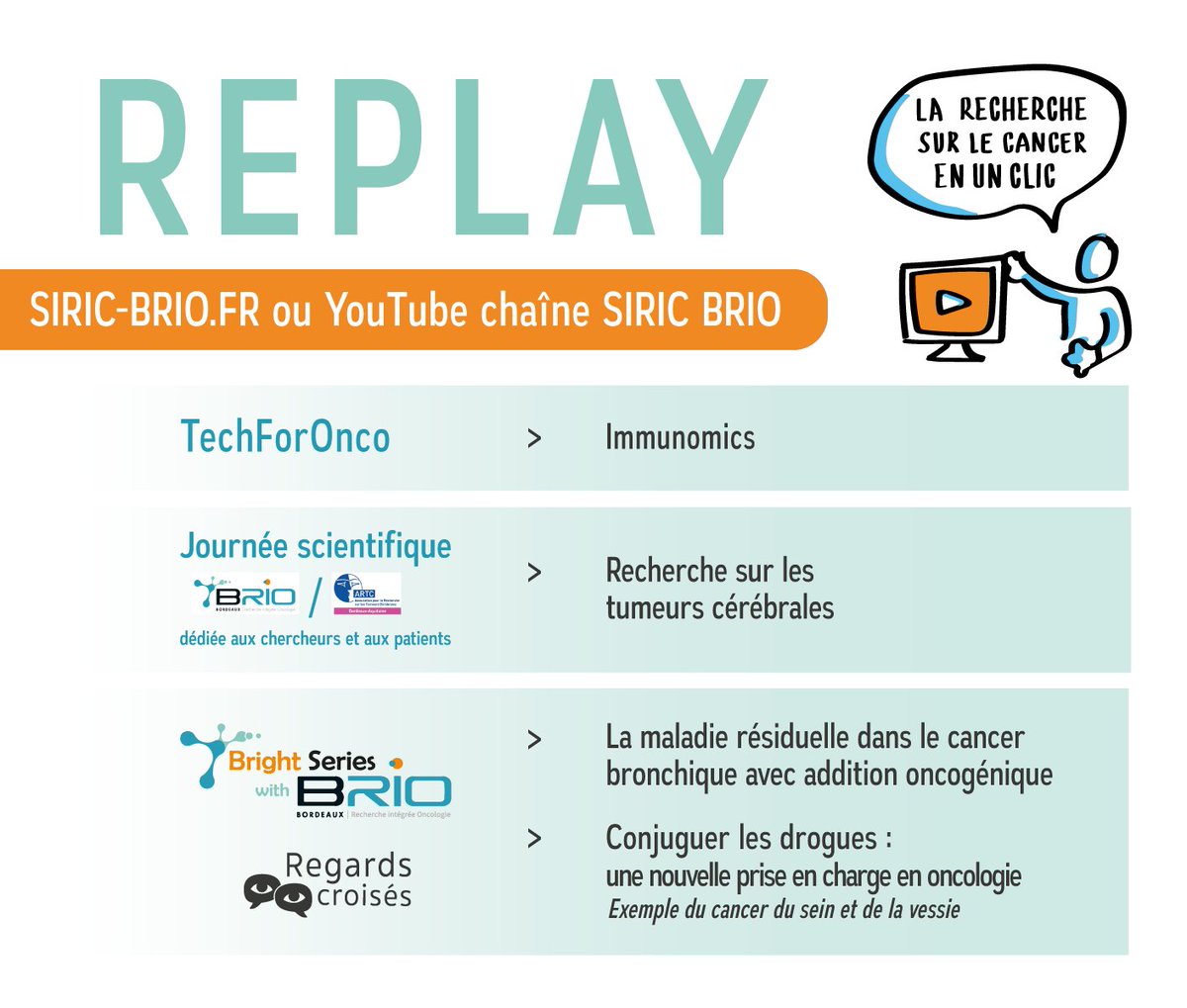 📅 C'est à partir de cette semaine que les vidéos de nos événements sortent en replay !
✨ Elles seront publiées aussi sur nos différents réseaux pour que vous ne puissiez rien manquer.

#recherche #science #cancer #patient #chercheurs #médecine #Bordeaux #événement #replay