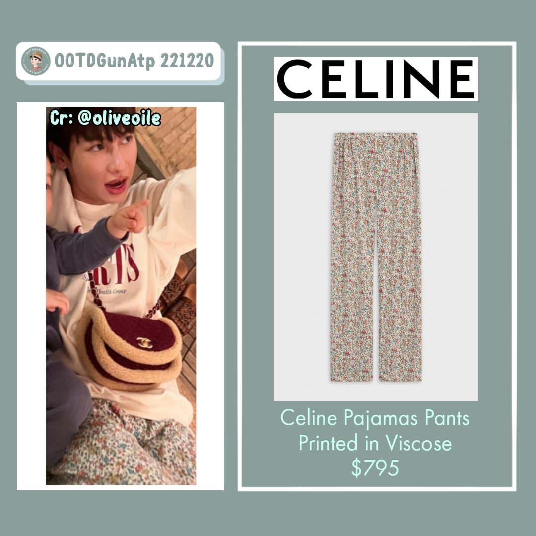 OOTDGunAtp's tweet photo. ⚡221220⚡
CELINE
Celine Pajamas Pants Printed in Viscose
$795 / ~฿27,000 / ~Rp12.382.000
#กันอรรถพันธ์น่ารักกว่าที่คิด
#กันอรรถพันธ์
#GunAtpStyleDec22
#GunAtthaphan https://t.co/2kw0tQGqba