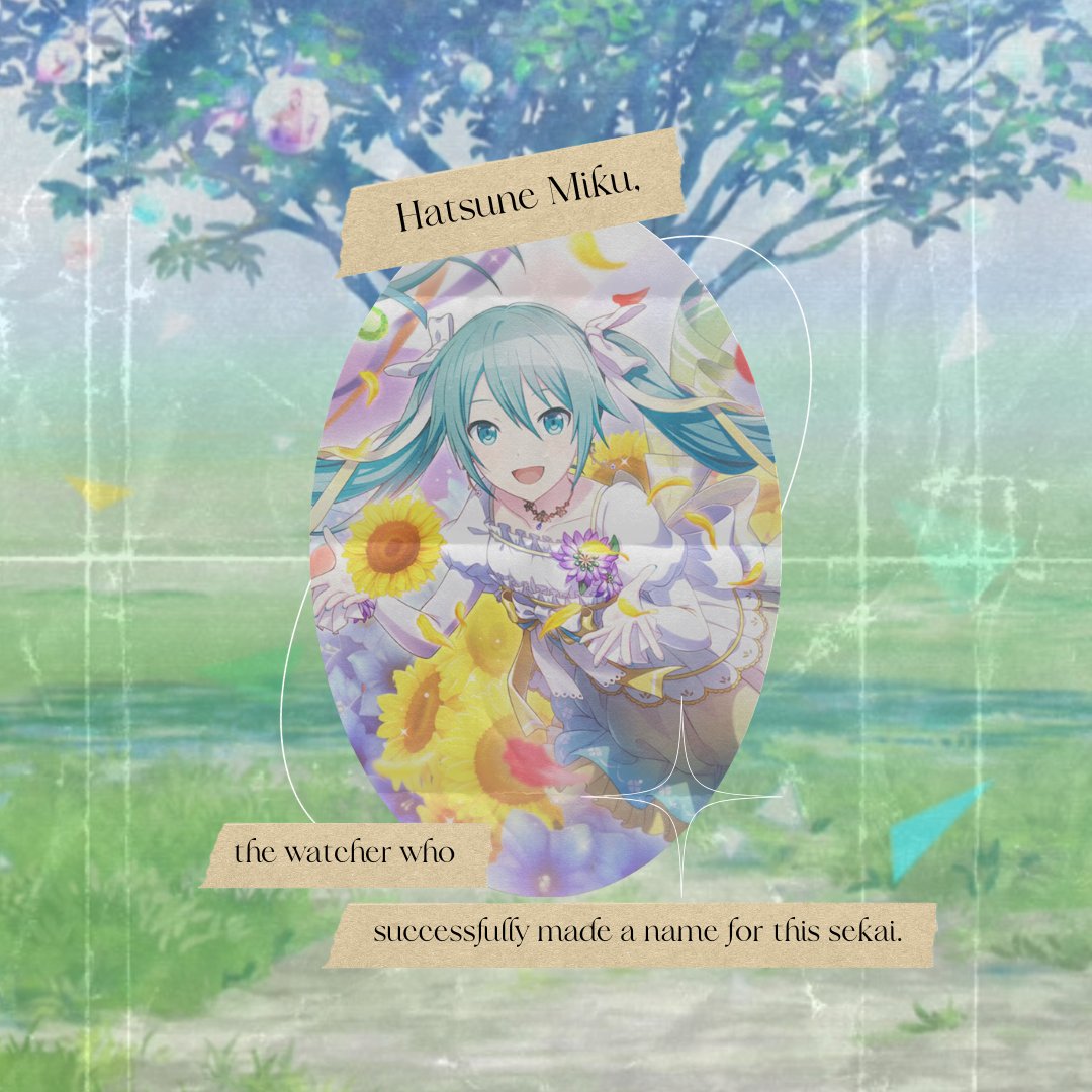 odhysha's tweet photo. To watch the feelers in this new world is our job. But since they have discovered their feelings, it's time to send them back to their reality. This was Hatsune Miku, the watcher who successfully made a name for this SEKAI. https://t.co/PQ2wbXYL97