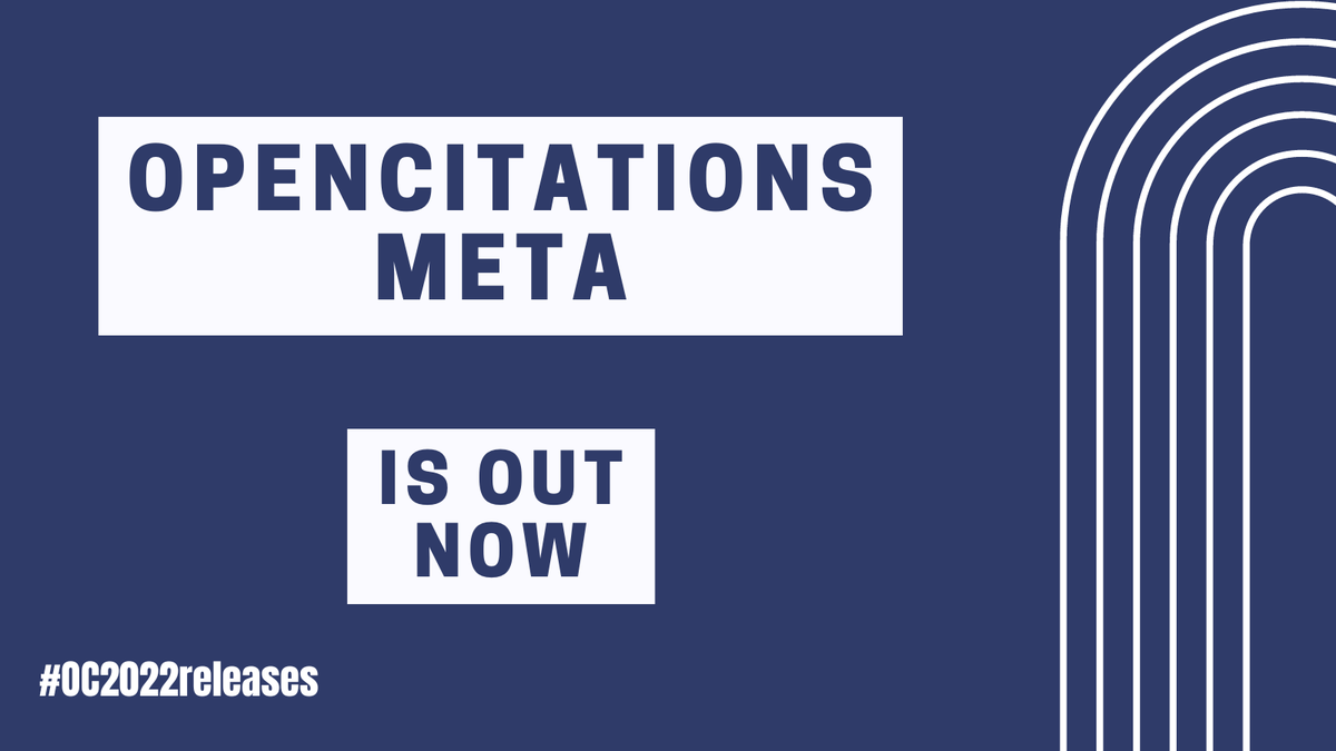 #OpenCitationsMeta is out now! It stores and delivers bibliographic metadata for all publications involved in our #indexes, and contains #metadata describing >87 MILLION bibliographic entities. Learn more about its technical features:  opencitations.hypotheses.org/3140 #OC2022releases