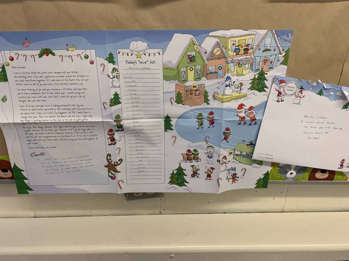 We got our response from #Santa and luckily our whole class made it on the nice list! Thanks <a href="/canadapostcorp/">Canada Post</a> for continuing this festive tradition! 🎅🏻📝📫<a href="/tv_school/">Turner Valley School</a> @fsd38