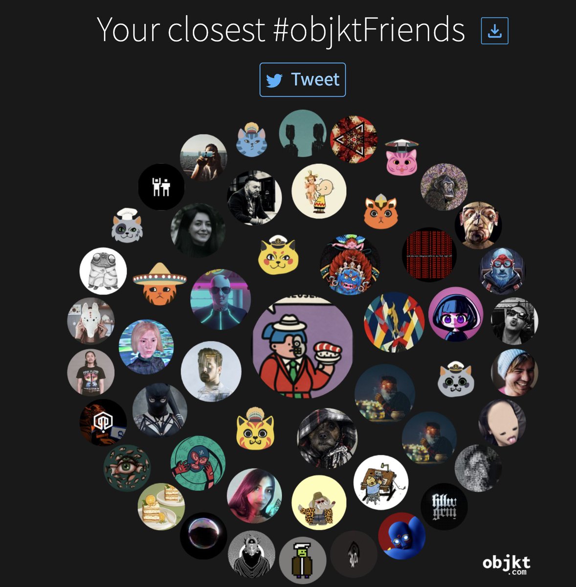 My closest #objktFriends
It's been an honor to collect your work this year. 
@omid_kzemi
<a href="/Thisisarobot2/">𝔗𝔥𝔦𝔰𝔦𝔰𝔞ℜ𝔬𝔟𝔬𝔱</a>
<a href="/Niloufargheysa1/">Niloufar gheysari</a>
<a href="/Hooman_Bhr/">Hooman Bahrami</a>
@ganollkenyoot2
<a href="/paperbuddha/">Paper Buddha</a>
@blomblom83
<a href="/guillustration/">Guillaume Cornet</a>
<a href="/deerendy/">DJONI COBRA</a>
@ozgdraws
<a href="/gulcincumhuriyt/">gülçincumhuriyeti🐤</a>
<a href="/shimart_nft/">shimart_nft</a>