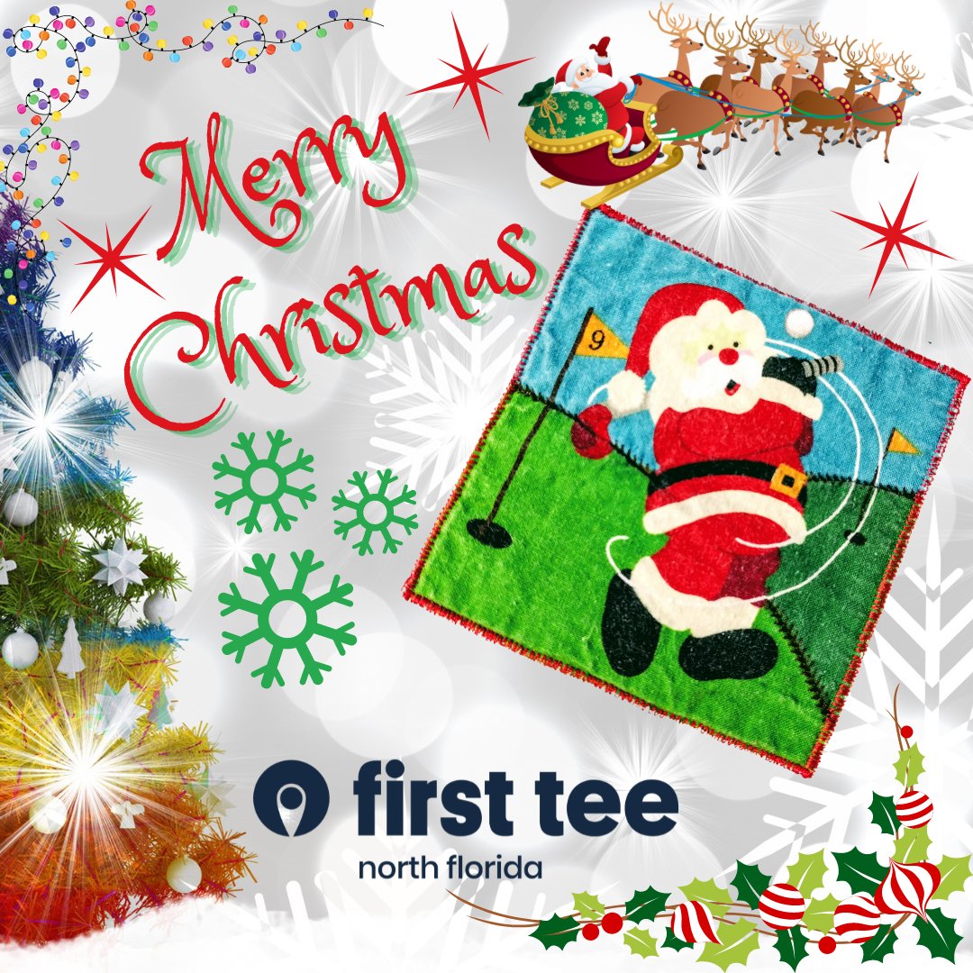 From all of us at First Tee North Florida, we are wishing you and your families a very #MerryChristmas and #happyholidays 🎄We hope that your day is joyous and bright 🙂 Let's give a shout-out to Santa, too! We think he's on vacation now 🧑‍🎄🦌#juniorgolf #northflorida