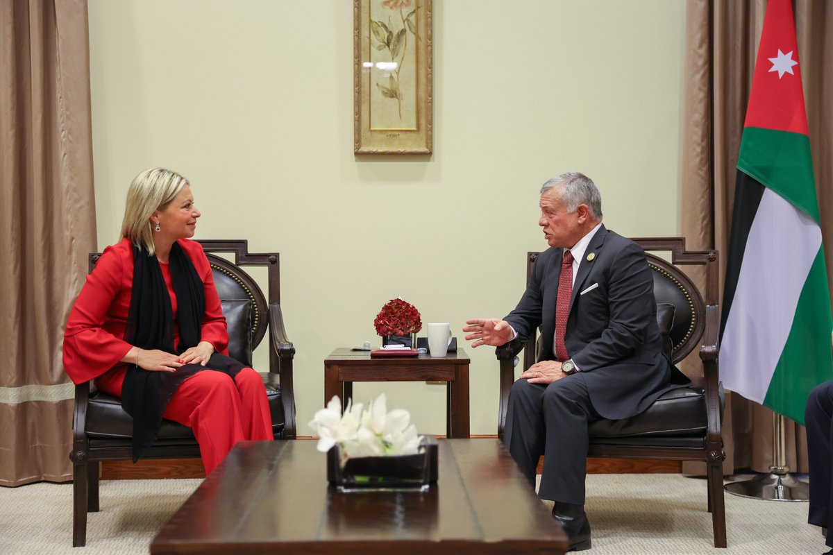 His Majesty King Abdullah II meets Special Representative of the #UN Secretary-General for Iraq and Head of the United Nations Assistance Mission for Iraq Jeanine Hennis-Plasschaert on the sidelines of the second #BaghdadConference for Cooperation and Partnership #Jordan