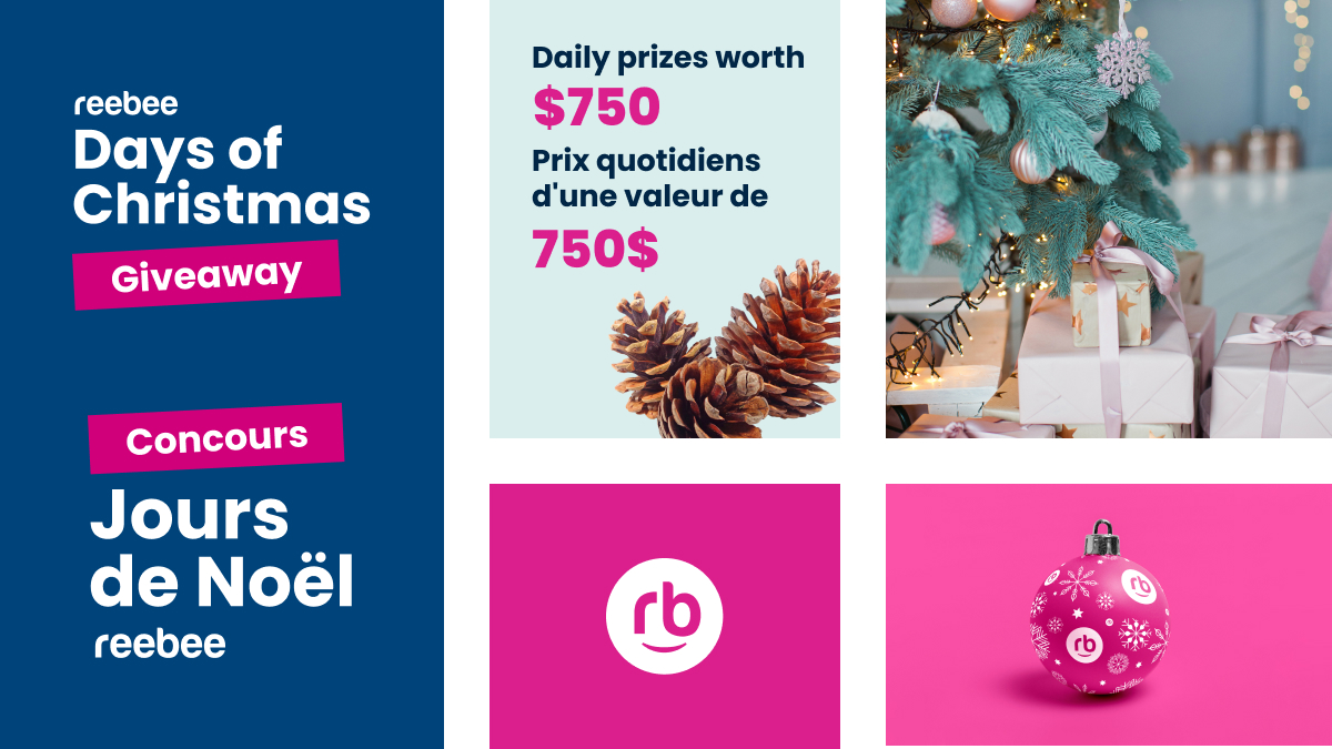 ✨ Concours des Jours de Noël reebee ✨
Quelqu'un a dit virée magasinage?! Participez au concours d'aujourd'hui pour avoir une chance de gagner une virée magasinage d'une valeur de 750 $! Tous les détails ici : bit.ly/3BKOLUX

#JoursdeNoëlreebee #Concours