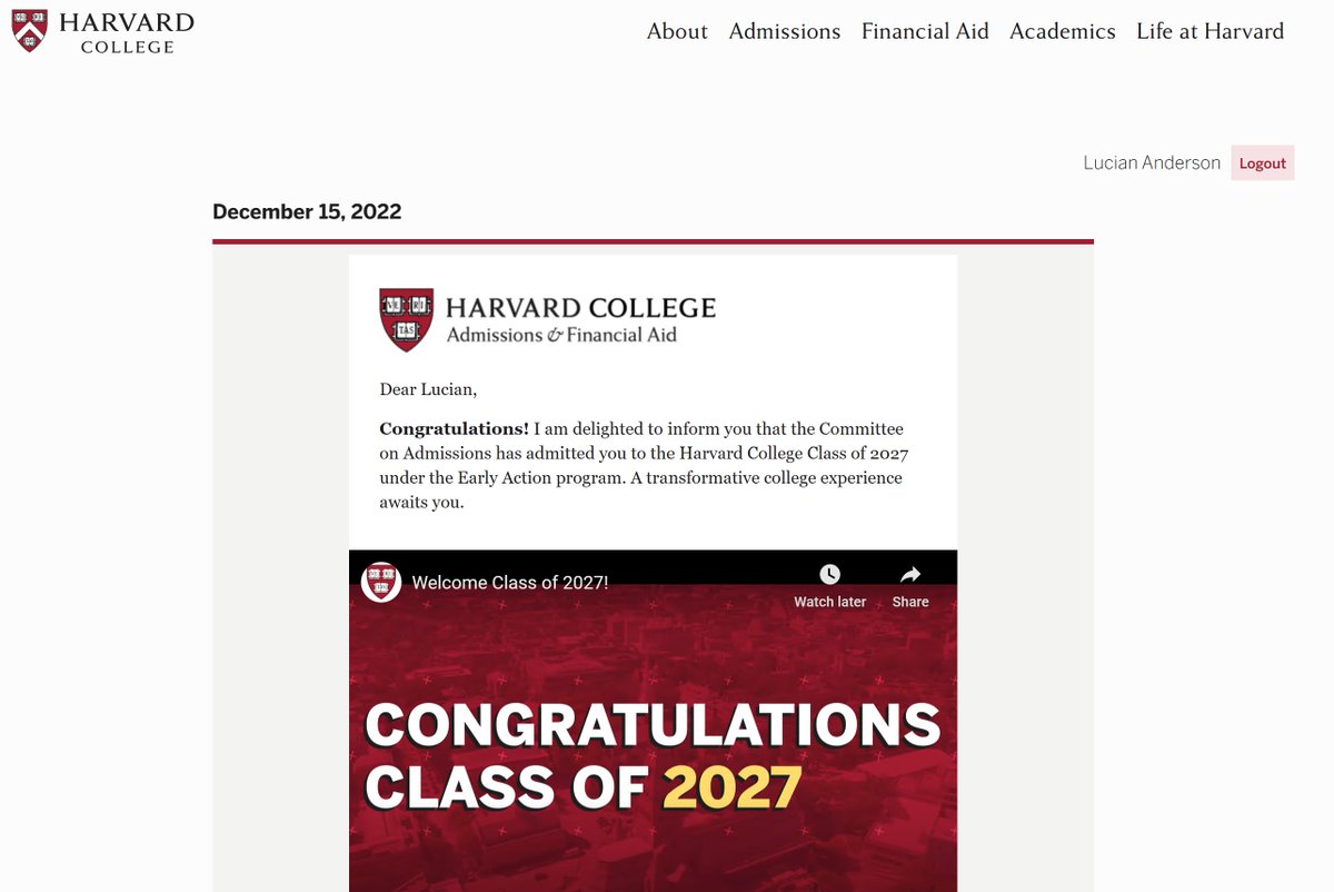 Lucian Anderson III (@lucian_la3) on Twitter photo I'm proud to have received my Harvard acceptance letter. I am truly thankful... <a href="/CCGladsFootball/">Clarke Central Gladiators Football</a> <a href="/rvfc10/">ronveal</a> <a href="/JeremyO_Johnson/">Jeremy Johnson</a> @Mansell247 <a href="/ChadSimmons_/">ChadSimmons</a> @RWrightRivals <a href="/MohrRecruiting/">Brian Mohr</a> <a href="/RecruitGeorgia/">Recruit Georgia</a> <a href="/jwindon35/">Joe Windon</a> I'm proud to have received my Harvard acceptance letter. I am truly thankful... <a href="/CCGladsFootball/">Clarke Central Gladiators Football</a> <a href="/rvfc10/">ronveal</a> <a href="/JeremyO_Johnson/">Jeremy Johnson</a> @Mansell247 <a href="/ChadSimmons_/">ChadSimmons</a> @RWrightRivals <a href="/MohrRecruiting/">Brian Mohr</a> <a href="/RecruitGeorgia/">Recruit Georgia</a> <a href="/jwindon35/">Joe Windon</a>