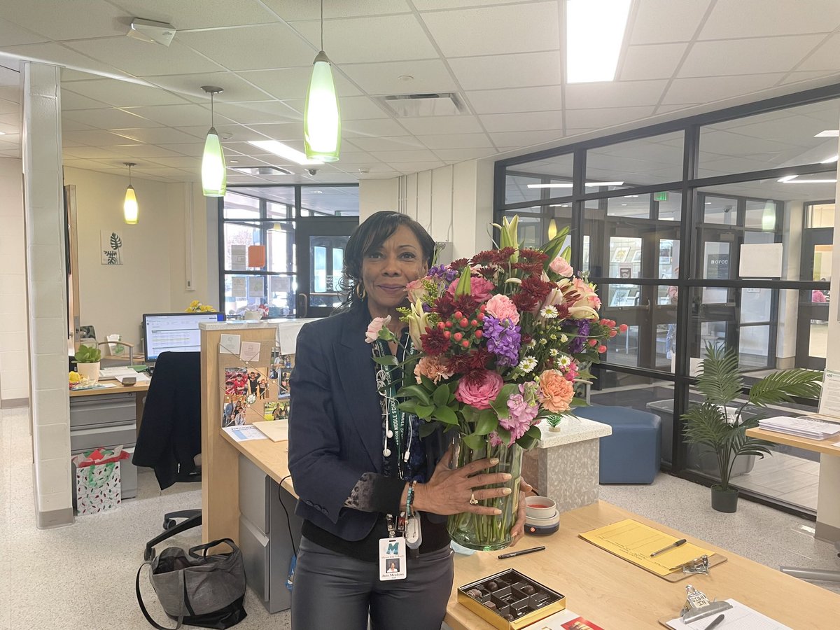 JayReutter's tweet photo. It is the end of an era here @MMScomets as we wish Mrs Meadows a happy retirement. We know there was a time that MMS existed without her at the front desk but none of us can remember it. She has served our families with dedication and care. We will miss her dearly. https://t.co/aRTQvWd9SO
