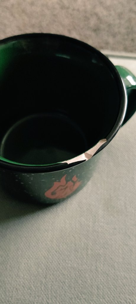 LetitiaYund's tweet photo. My GMM mug fell out of the cabinet during the earthquake and got chipped. Not too bad though.
#WereStillGood https://t.co/BcSoamDqA4