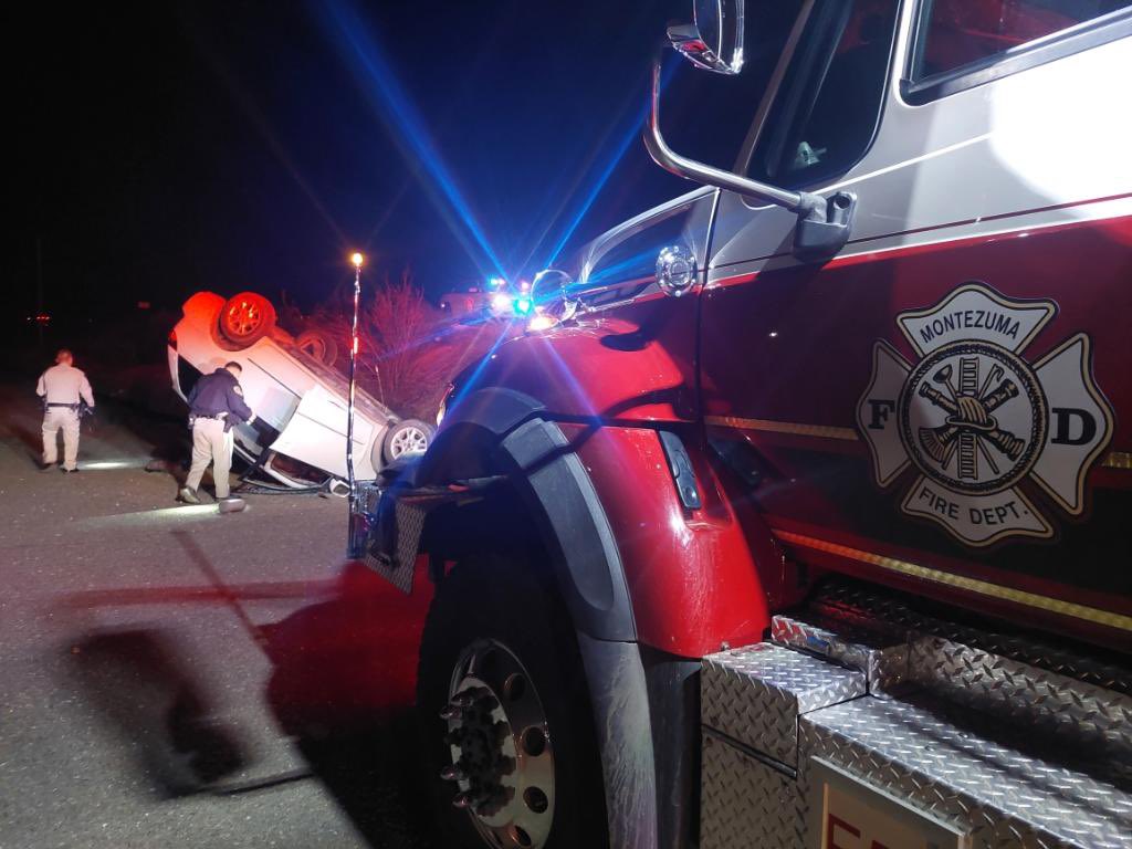 Late last night Montezuma Fire was dispatched for a single vehicle rollover on Highway 12 in the area of the Western Railroad Museum.