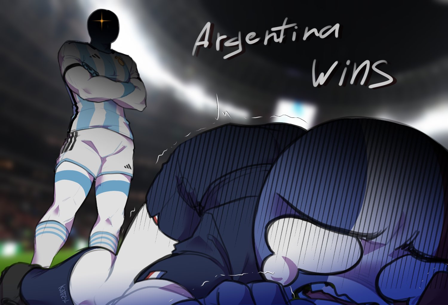 Markai Cat 🇺🇸🦅 on X: The Argentina vs France World Cup Finals game is  scary wh . #ARGFRA #CountryHumans  / X