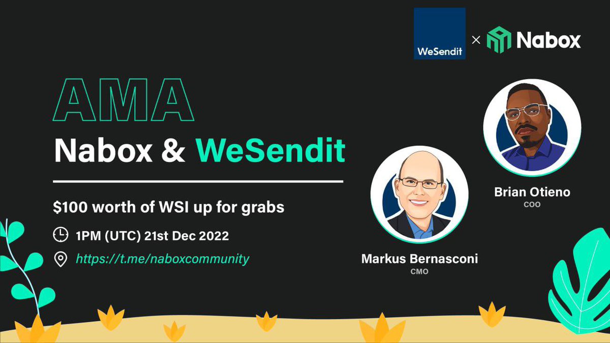 Dear community 😍

Join us tomorrow for an AMA with Nabox community

t.me/naboxcommunity 

See you there at 1 PM UTC