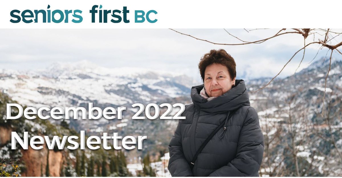 seniorsfirstbc's tweet photo. Our December 2022 newsletter is out! Read about our holiday schedule, new legal clinics, an upcoming workshop, a report released by the @SrsAdvocateBC, and recent federal benefits updates: https://t.co/ock7MJfvVK
Subscribe here: https://t.co/6dzyTsIgof
#SeniorsFirstBC https://t.co/wTJV6mZcql