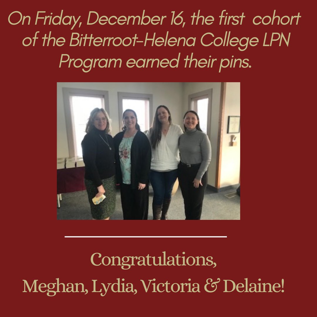 UofMBitterroot's tweet photo. Congratulations to our first ever Bitterroot to Helena College LPN student cohort!  This effort is proof that you can truly #StartHereStayHere at Bitterroot College.  Spring 2023 registration is open now:  https://t.co/MBxPC5FLwf https://t.co/vwHLa0j4RT