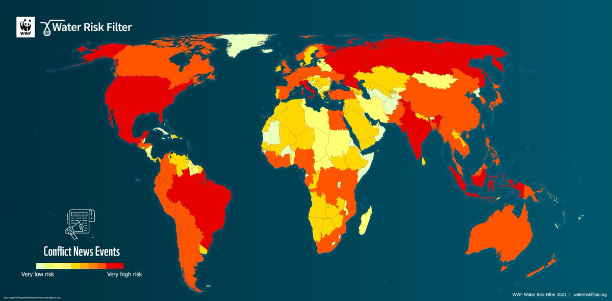 WWFRiskFilter's tweet photo. Learn more on #waterconflicts worldwide with our latest #MapoftheMonth, based on @RepRisk
data, showing geospatial trends on documented conflict news events relating to water https://t.co/NP0H6G7L0J