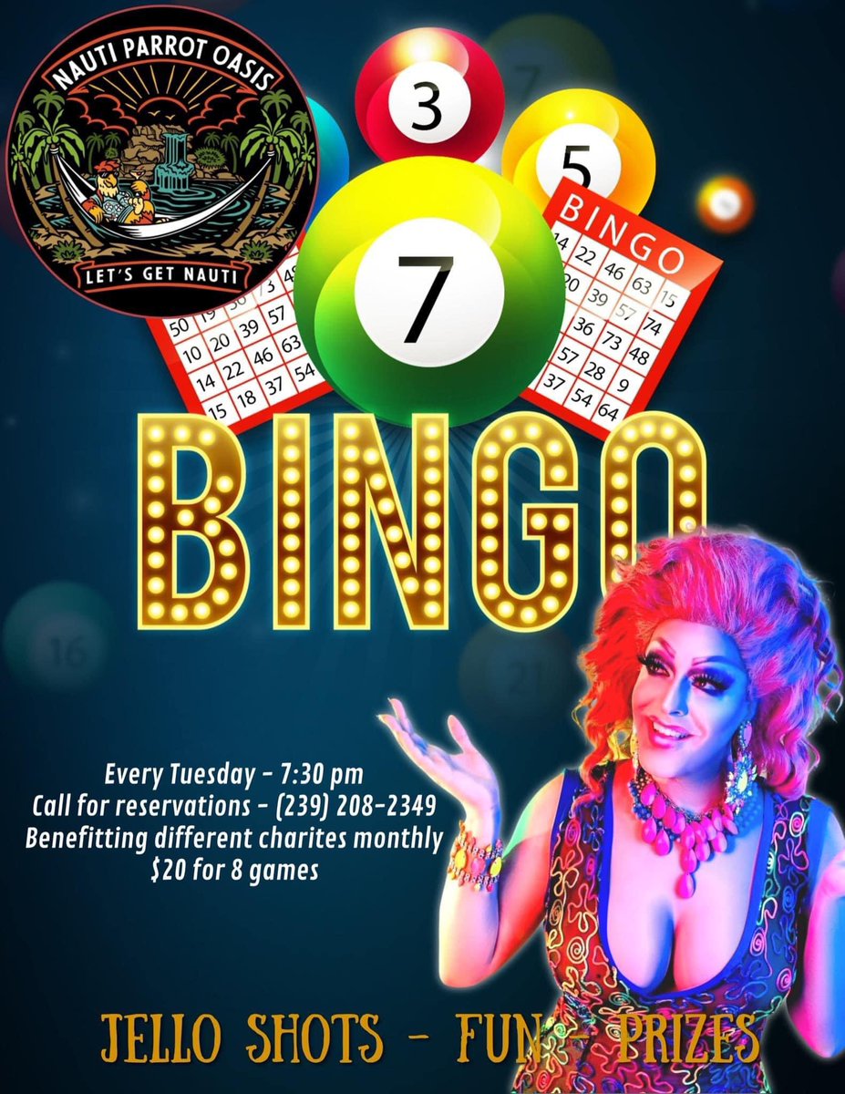 Very excited to join with our community partners, Nauti Parrot Oasis every Tuesday in December for Drag Queen Bingo. Hosted by the amazing and beautiful Alyssa Lemay. Come join the fun!