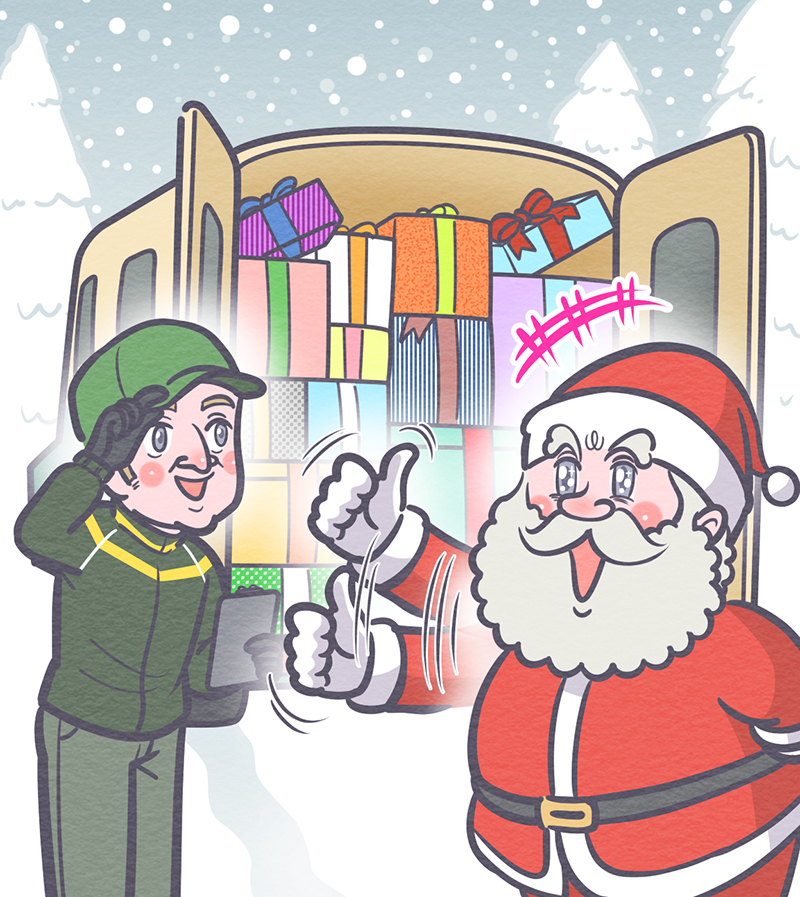 サンタさんは子供の想像力を育てる最高の存在。イラストは業者に配送を頼むサンタさん
#マツコの知らない世界 #クリスマス絵本 