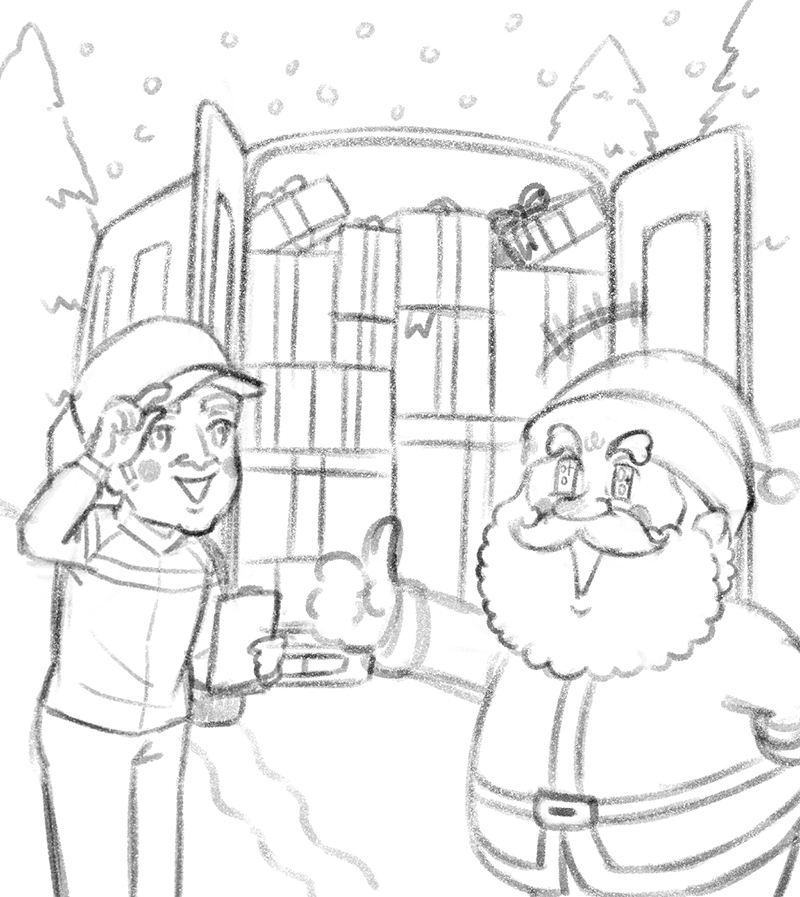 サンタさんは子供の想像力を育てる最高の存在。イラストは業者に配送を頼むサンタさん
#マツコの知らない世界 #クリスマス絵本 