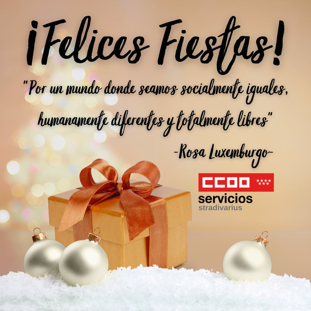 Desde la Sección Sindical de CCOO, con nuestros mejores deseos. ¡Felices Fiestas y Feliz Navidad!!

#ccoo #ccoomadrid #ccooservicios #navidad