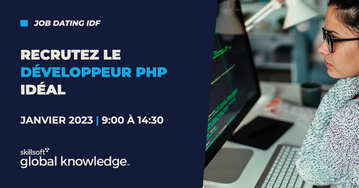 #JobDating : Recrutez un de nos 15 développeurs #PHP :

À distance :
📅 04, 05 ou 06 janvier 2023
De 9:00 à 14:30
> bit.ly/3D4jGvc

En présentiel
📅 09, 10 ou 11 janvier 2023
De 8:45 à 14:30
> bit.ly/3suxQ3R