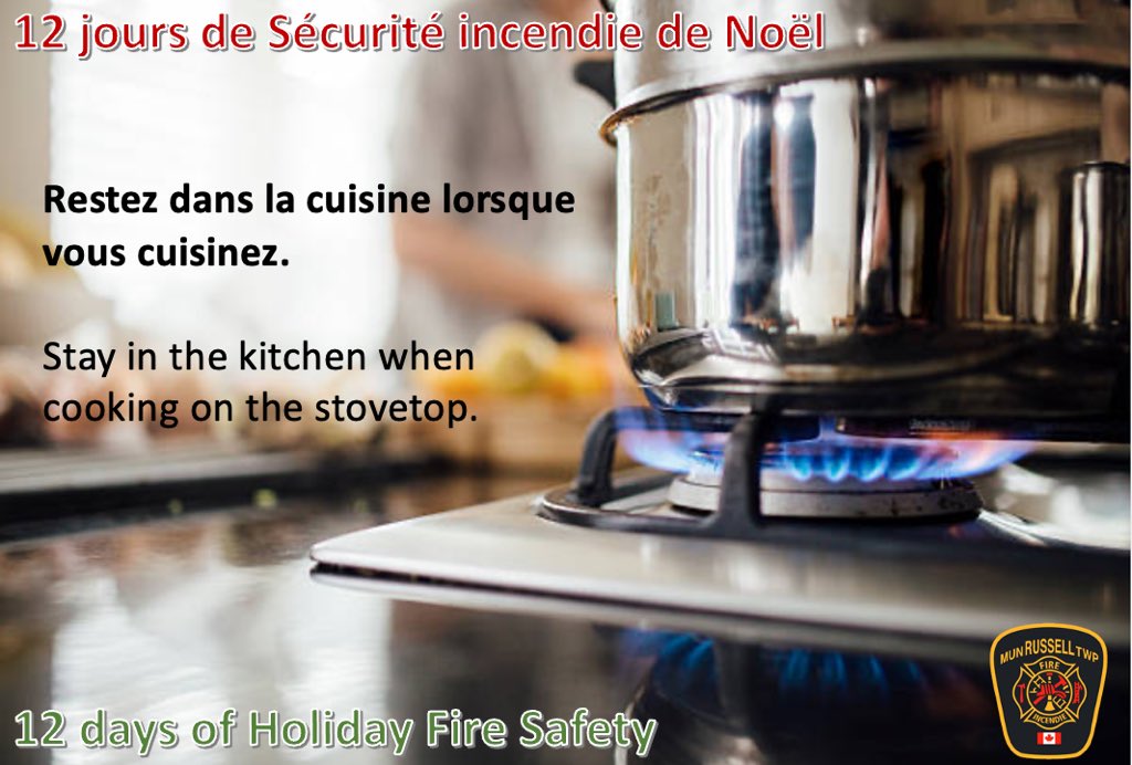 12 JOURS DE SÉCURITÉ INCENDIE DE NOËL
Jour 9- Sécurité dans la cuisine 

12 DAYS OF HOLIDAY FIRE SAFETY
Day 9- Safety in the kitchen 

#firesafety #12daysofchristmas #firedepartment #sécuritéincendie