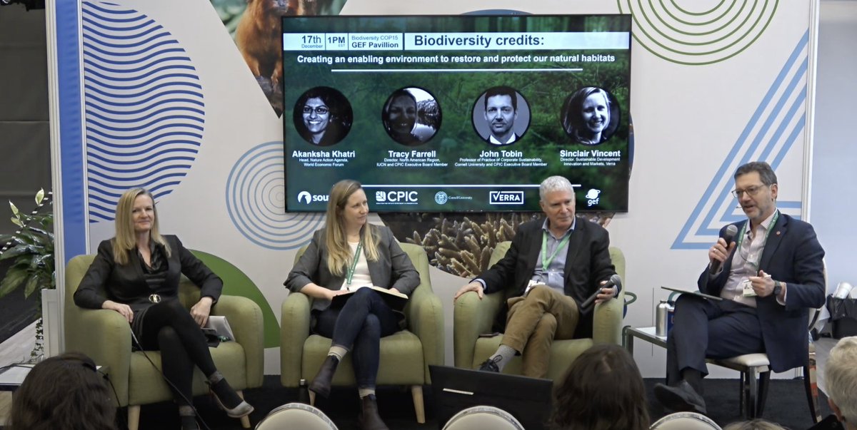 During the #cbdcop15, CPIC and the <a href="/theGEF/">Global Environment Facility (GEF)</a> hosted a fireside chat on #BiodiversityCredits with speakers from <a href="/IUCN/">IUCN</a>, <a href="/VerraStandards/">Verra - Standards for a Sustainable Future</a>, <a href="/conservfinance/">Conservation Finance</a> and <a href="/Cornell/">Cornell University</a>. 

Watch the recording to learn more about the creation of a biodiversity credits market: youtube.com/watch?v=RkkbC_…