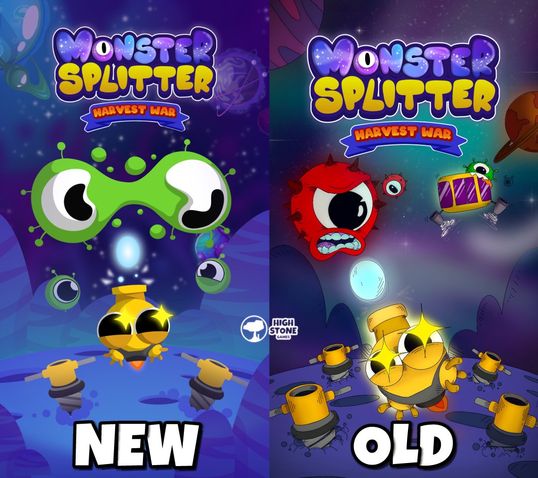 HighStoneGames's tweet photo. What do you think? 💬
New vs Old in game splash screen🎮
Which one do you prefer?
#MobileGame #IndieGameDev #indiedev #indiegamedeveloper #indiegame #videogames #gameart #monstersplitter #HSG #Feedback https://t.co/Sau95ouY7d