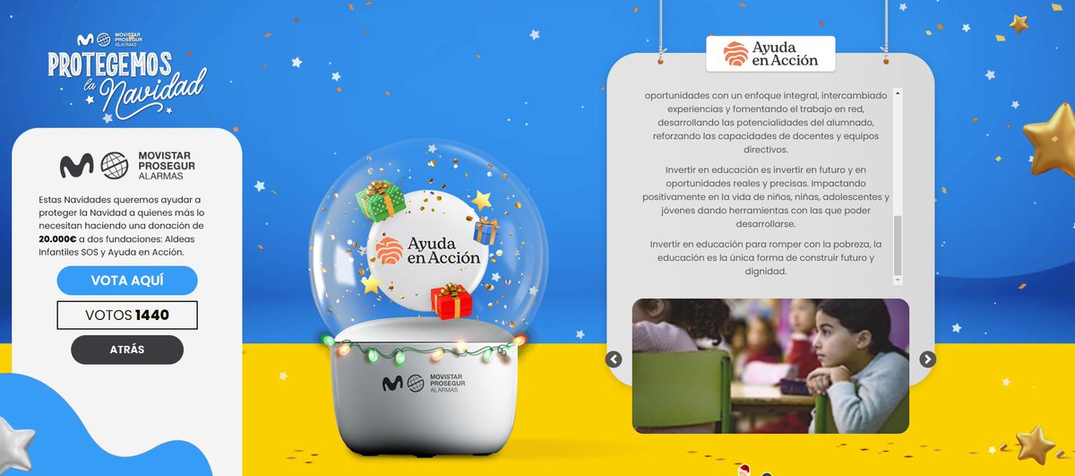 ayudaenaccion's tweet photo. Nuestro proyecto "Una escuela que rompe barreras" ha sido seleccionado por Fundación @ProsegurES y @MP_Alarmas para su concurso 'Protegemos la Navidad'.

¿Votas por nuestro proyecto para que podamos seguir trabajando por el futuro de la infancia? 🙏
https://t.co/o0zafmdStE https://t.co/wXjH2nNH2b