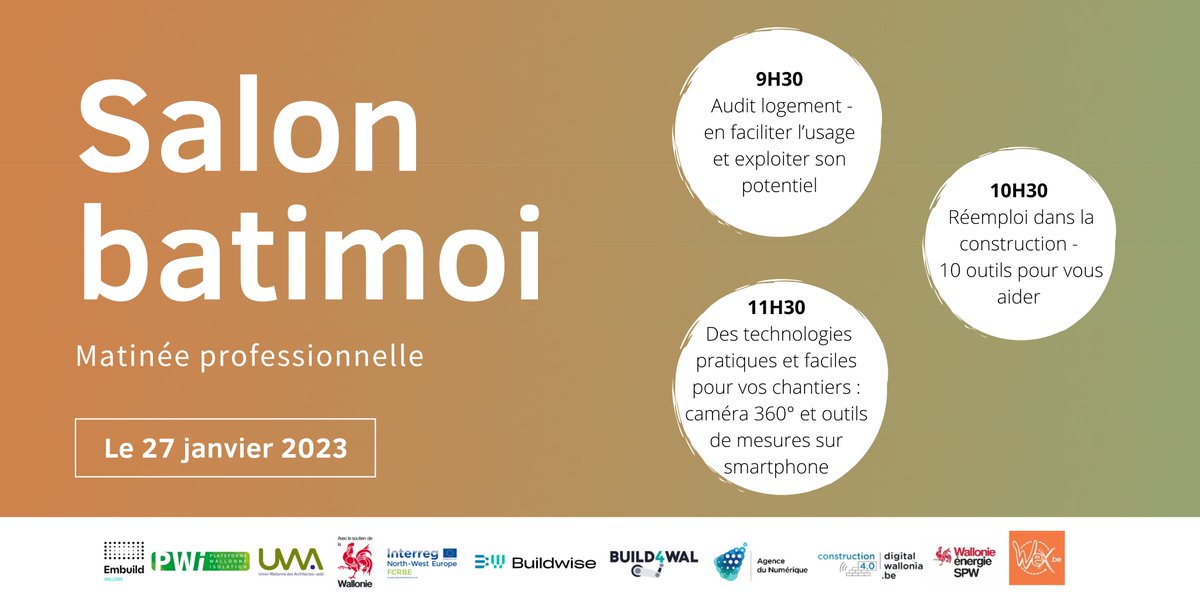 En tant que partenaire privilégié du salon BATIMOI, Embuild Wallonie y organisera 3 workshops lors de la journée professionnelle, le 27/01. Plus d'infos : mailchi.mp/embuild.be/3-w…