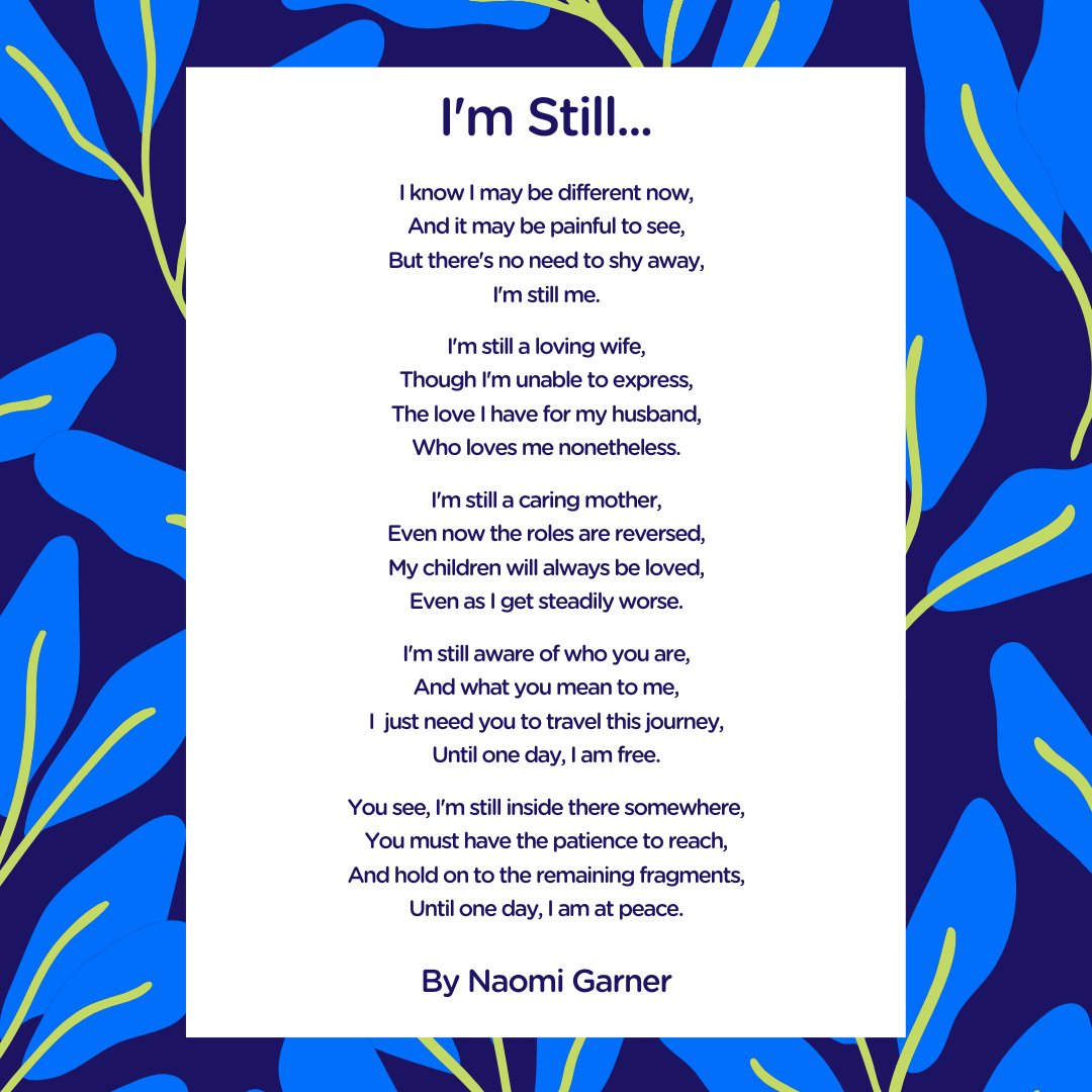 Thank you to Naomi for sharing this beautiful poem written for her mother who has vascular dementia. Naomi said: “I hope it will help those reading it as much as it helped me writing it.”
