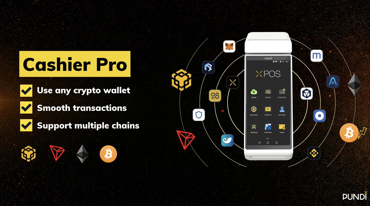 PundiXLabs's tweet photo. When buying your goods using #crypto, an important aspect is how smooth the process of payment is!

Cashier Pro on #PundiX #XPOS allows you to pay using your favourite #blockchain wallet while ensuring the transaction process is complete without any complications 🔥

#web3 https://t.co/KhntwuyJY3