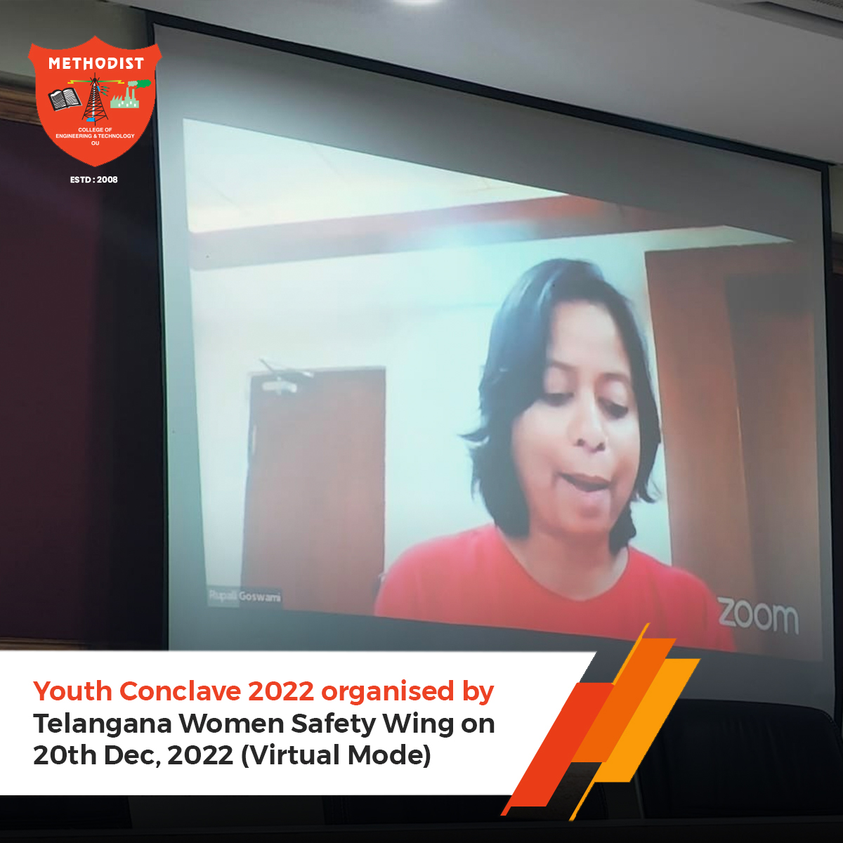 MCETHyderabad's tweet photo. Youth Conclave 2022 organised by Telangana Women Safety wing on 20th Dec, 2022 at 11:30 AM (Virtual Mode)
#MCET #YouthConclave #YouthConclave2022 #TelanganaWomenSafetyWing #TelanganaWomenSafety #WomenSafety #Awareness #VirtualMode #Engineering #EngineeringCollege #BestCollege https://t.co/fPPjdiGNIZ