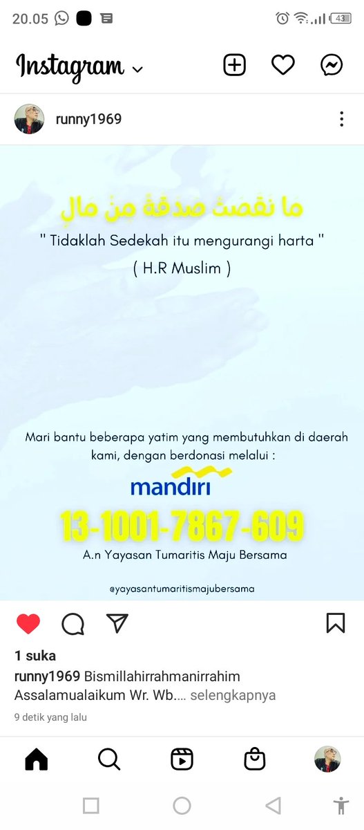 runny1969's tweet photo. Bismillahirrahmanirrahim
Assalamualaikum Wr. Wb.
Semoga sahabat2 ada yg Ikhlas dan Ridhonya untuk ikut menyisihkan sekecil apapun sebagian hartanya utk anak yatim/yatim piatu.
In Syaa Alloh akan disalurkan dengan amanah https://t.co/fGVMLiampQ