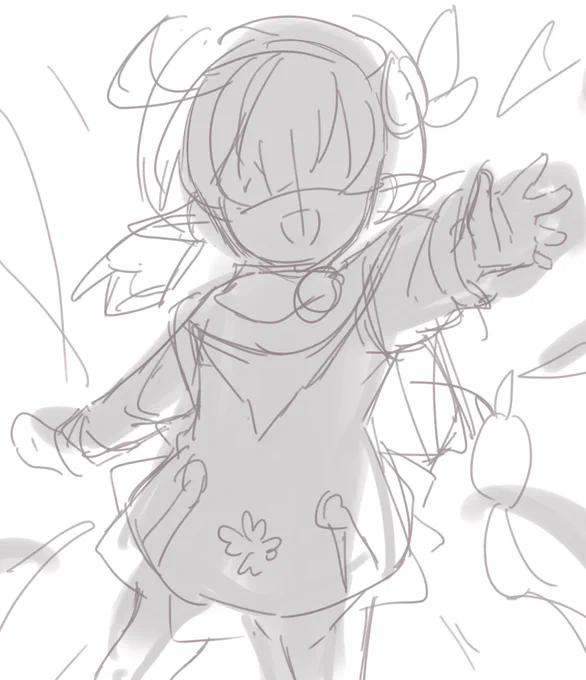 クレーちゃんに似合うポーズってなんだ、、?って考えながらラフ描いてたら公式立ち絵と完全に一致した話をしよう。 