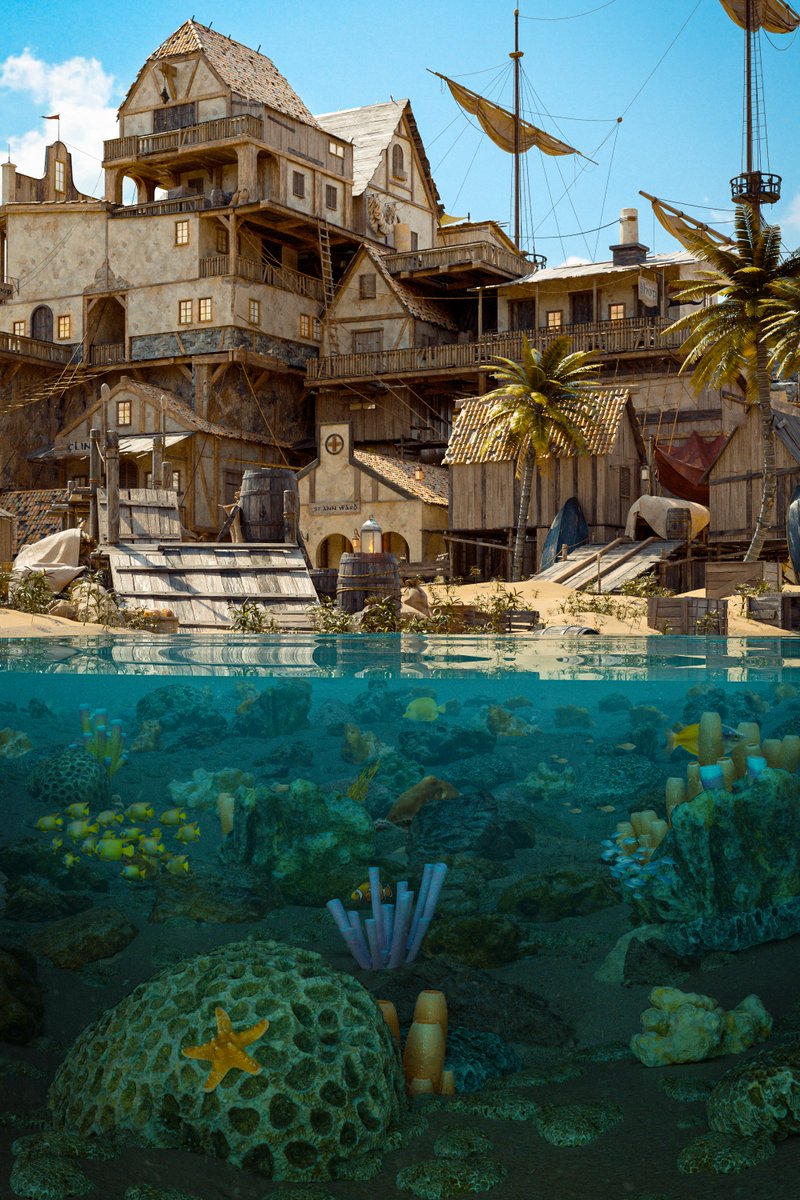 createdbyoliver's tweet photo. - Pirate's Cove -

One of my favorite pieces I've ever made, really happy and proud of this one. 

Made with C4D, Octane and Photoshop. 
#art #cinema4d #octane https://t.co/rm103FjaIg
