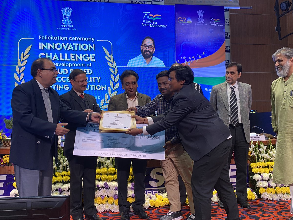 NICMeity's tweet image. Glimpses of the Felicitation Ceremony of Innovation Challenge for Development of Cloud-based Web Accessibility Reporting Solution, at Scope Complex, New Delhi.
#NICMeitY