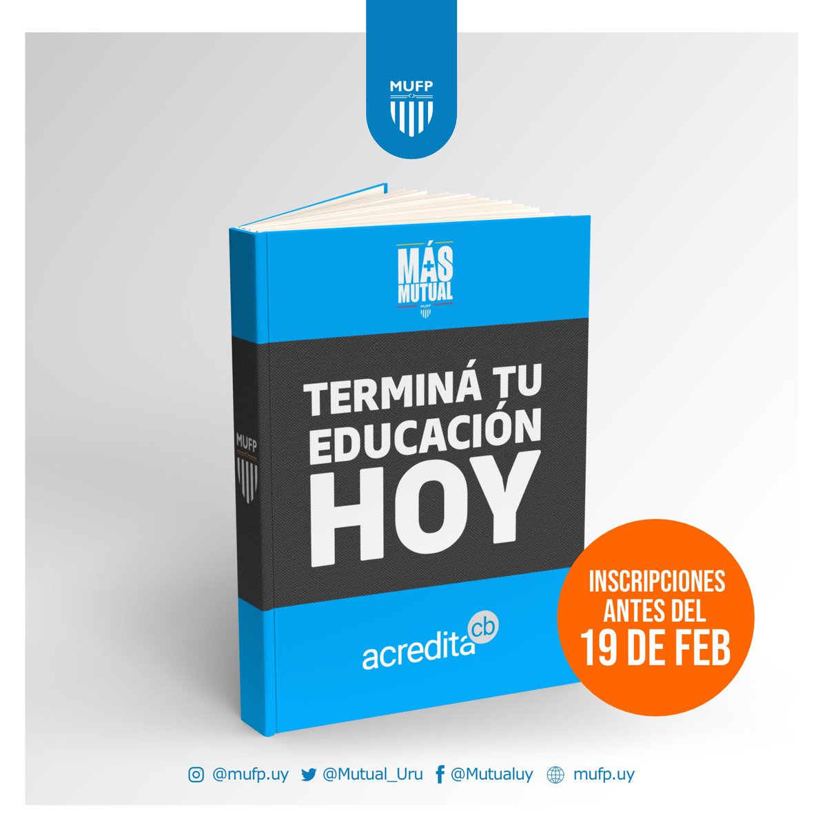 🔵 𝐄𝐒 𝐀𝐇𝐎𝐑𝐀

Terminá este 2023 tu Educación Media Básica con la prueba ACREDITA CB. 
Tenés tiempo para inscribirte hasta el 19/02. 
¡Llamanos!

📲 096 872 000 / 099 240 355 / 096 095 040